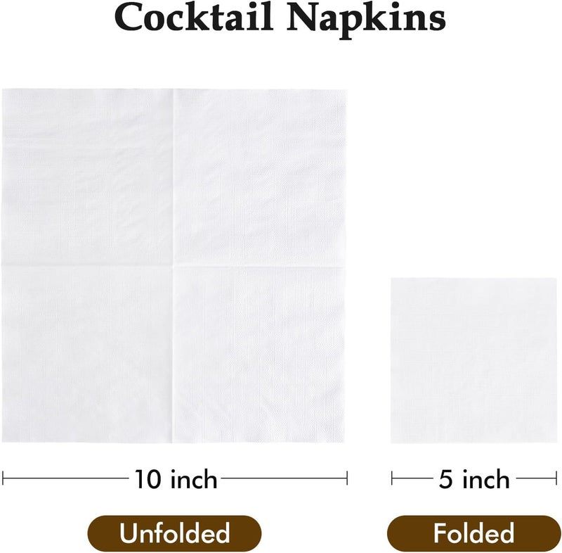 Vplus 500 Pack Cocktail Napkins Paper, 3-Ply Beverage Napkins, Disposable White Square Napkins, Perfect for Restaurant, Event, Bar, Wedding, Baby Shower and Daily Use - Image 3